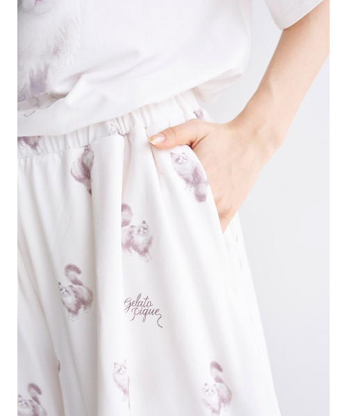 x*x様 【ONLINE限定】CATドット柄ワンポイントTシャツ＆ショートパンツ gelato pique（ジェラートピケ）の「【ONLINE限定】CATドット柄