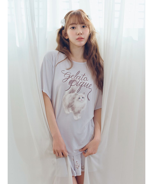CAT柄ワンポイントTシャツ｜ジェラートピケの通販｜&mall
