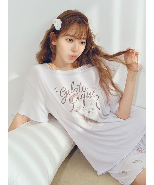 CAT柄ワンポイントTシャツ｜ジェラートピケの通販｜&mall