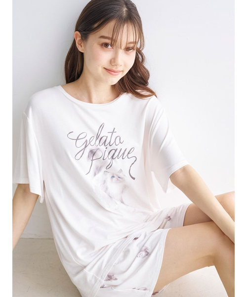 CAT柄ワンポイントTシャツ｜ジェラートピケの通販｜&mall