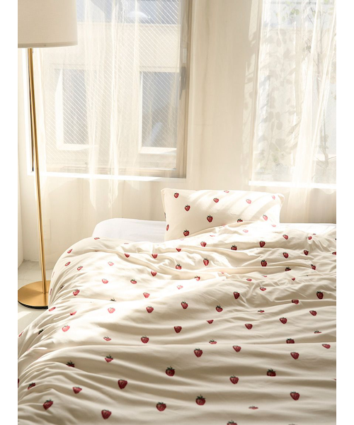 【Sleep】ストロベリーモチーフ 2点 SET シングル Sleep】ストロベリー柄2点セット（シングル）(寝具セット