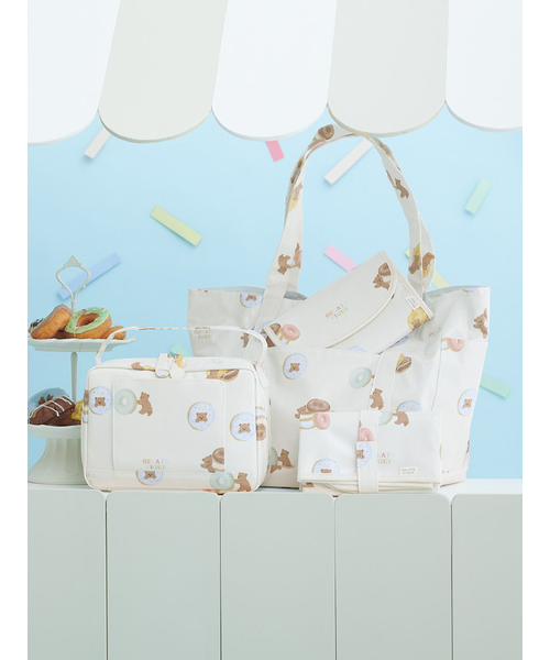 ジェラートピケ シリアルベア柄ママバッグ ホワイトカラー
