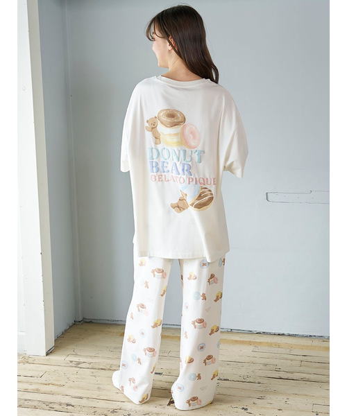 即納 [新品] ドーナツベアワンポイントTシャツ & 総柄ロングパンツ ピンク ドーナツベアワンポイントTシャツ｜ジェラートピケの通販｜&mall