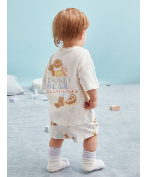定価以下【新品未使用】ドーナツベアワンポイントTシャツ&ショートパンツ ピンク BABY】ドーナツベアワンポイントTシャツ｜ジェラートピケの通販