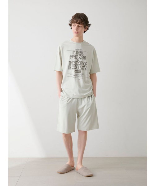 HOMME】【接触冷感】フローズンレーヨンロゴプリントTシャツ