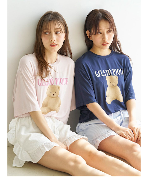 ONLINE限定】【接触冷感】ベアワンポイントTシャツ&ストライプ