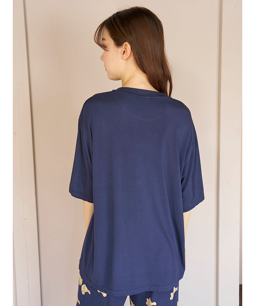 ＊新品未開封＊ベア ワンポイント Tシャツ & ロングパンツ 接触冷感 ネイビー ONLINE限定】【接触冷感】ベアワンポイントTシャツ&ロングパンツ