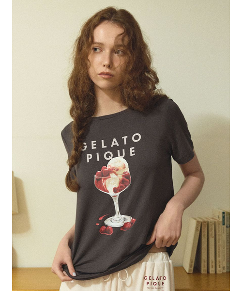 PNK ピンク ♡正規品♡ジェラピケ【接触冷感】COOLレーヨンデザートロゴT ジェラートピケ gelato pique 【接触冷感】COOLレーヨンデザート