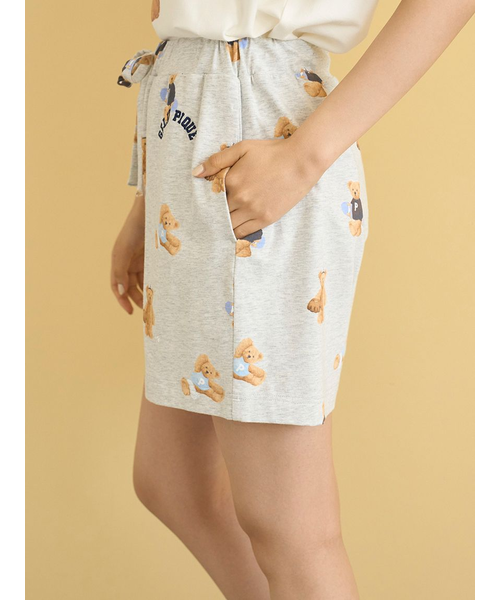 【新品】ジェラートピケ　スポーティーベアワンポイントTシャツ&総柄ショートパンツ ONLINE限定】スポーティーベアワンポイントTシャツ＆総柄ショート