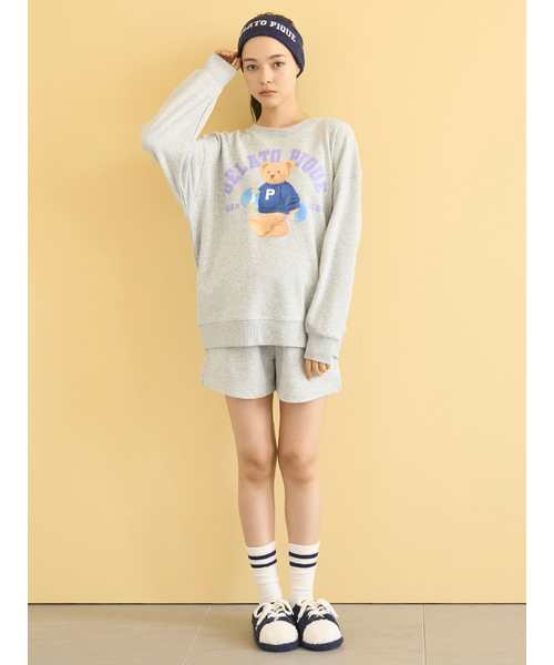 ジェラートピケスポーティーベア裏毛プルオーバー＆裏毛ショートパンツセット新品 ジェラートピケ gelato pique 【ONLINE限定】スポーティーベア裏毛プル