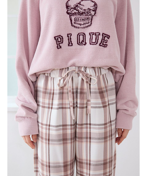 レア♡新品未開封♡ジェラートピケ チェックロングパンツ レッド トレンドチェック柄ロングパンツ(ロングパンツ)｜ルームウェア