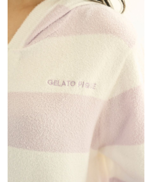 ♡新品未使用gelatopiqueタグ無 スムーズィー2ボーダーパーカ ピンク♡ gelato pique】スムーズィー2ボーダーパーカ & ショートパンツ