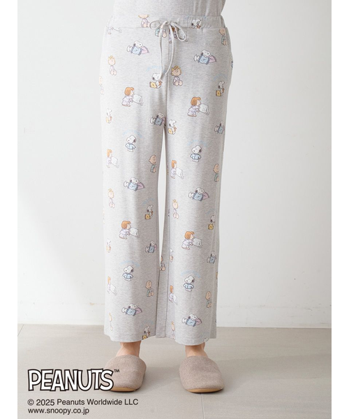 ジェラートピケ オリジナルアート 総柄ロングパンツ スヌーピー
