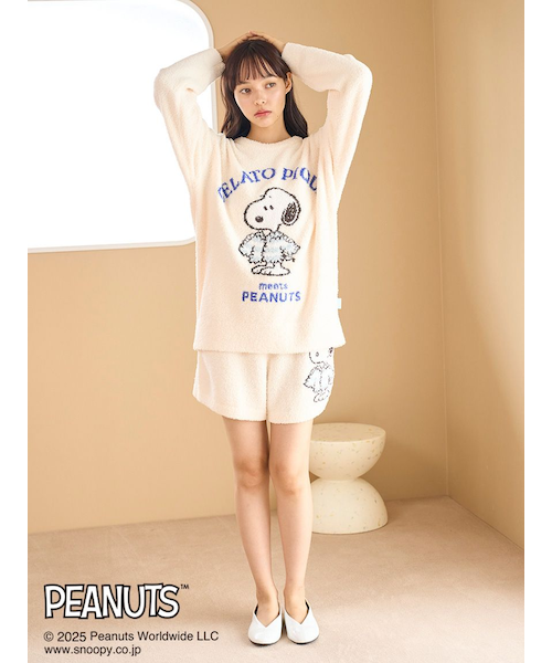 【新品】ジェラートピケPEANUTスヌーピープルオーバー&ショートパンツセット PEANUTS】【ONLINE限定】オリジナルアート ジャガードプルオーバー