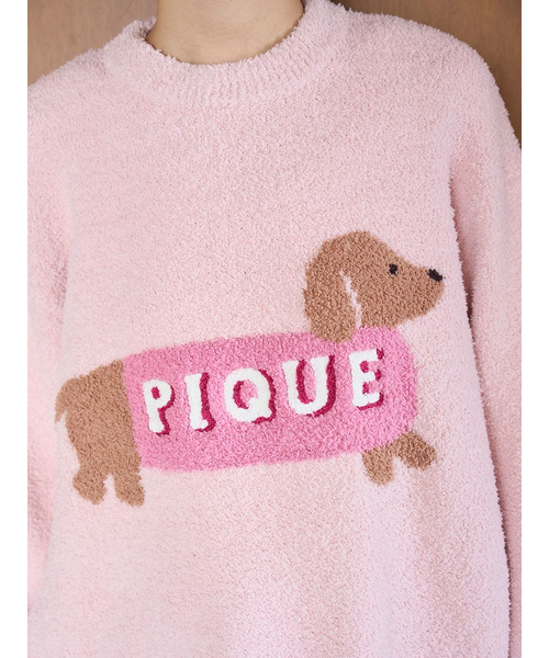 ベビモコダックスフンドジャガードプルオーバー ロングパンツセット ピンク ベビモコダックスフンドジャガードプルオーバー(ニットプルオーバー