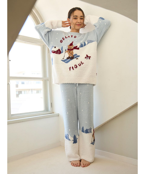 gelato pique ジェラピケ　スキーベアジャガードプルオーバー　ホリデー ジェラートピケ gelato pique 【HOLIDAY】ジェラートスノーベア