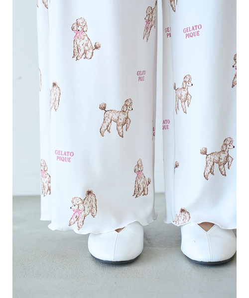 ジェラピケ プードル柄パンツ ジェラートピケ トイプードル柄ロング