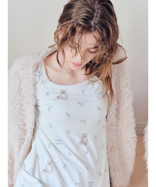 フラワーキャット柄カップインプルオーバー｜ジェラートピケの通販