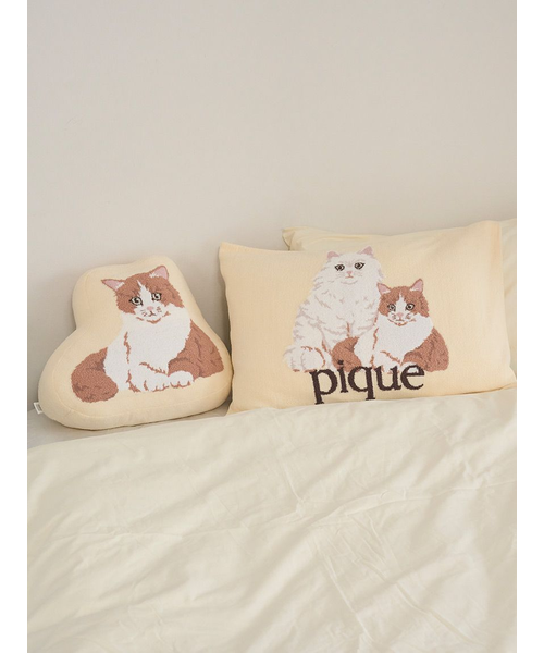 Sleep】エアリーモコキャットジャガードピローケース｜ジェラートピケ
