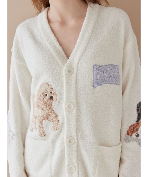 UNISEX】エアリーモコプレイフルDOGジャガードカーディガン