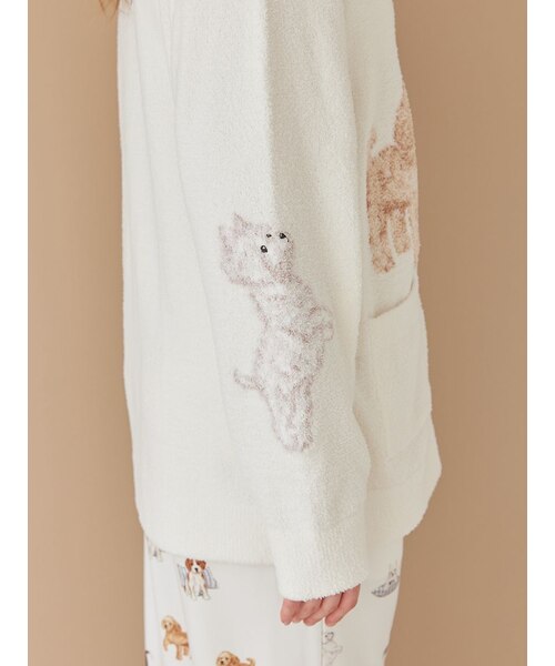 UNISEX】エアリーモコプレイフルDOGジャガードカーディガン