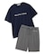 【HOMME】レーヨンロゴTシャツ&ボーダーハーフパンツセット