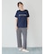レーヨンロゴTシャツ&ボーダーロングパンツセット