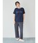 レーヨンロゴTシャツ&ボーダーロングパンツセット