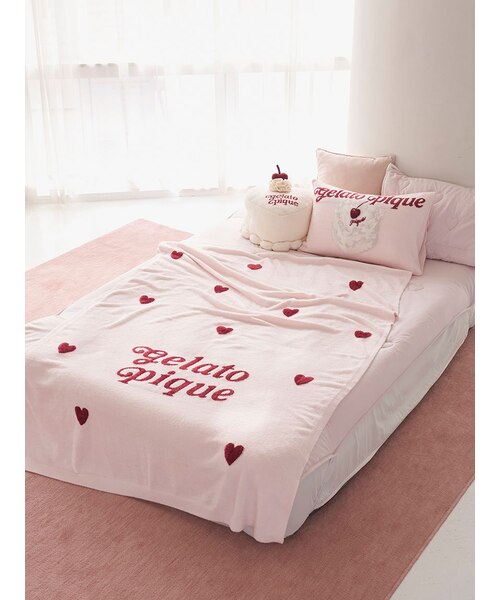 gelato pique Sleep ジャガードマルチカバー＆ピロケースセット 正規品ロゴジャガードマルチカバー＆ピローケース Sleepハートロゴ