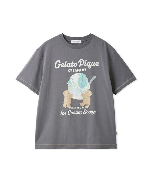 HOMME】【接触冷感】アイスクリームベアワンポイントTシャツ