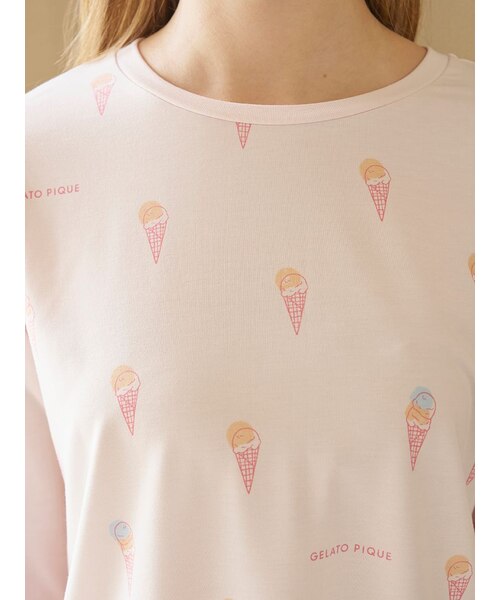 大人気！gelato pique 総柄ロングTシャツ gelato pique（ジェラートピケ） gelato pique Steiff ワンポイント