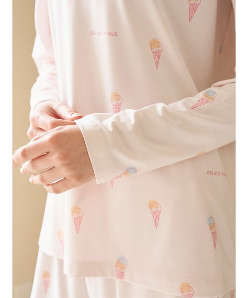 大人気！gelato pique 総柄ロングTシャツ gelato pique（ジェラートピケ） gelato pique【UNISEX】ワンポイント