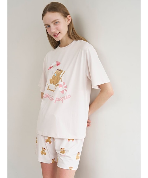 ONLINE限定】【接触冷感】サマーベア柄ワンポイントTシャツ&ショート