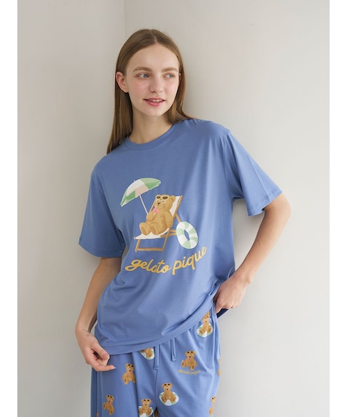 ONLINE限定】【接触冷感】サマーベア柄ワンポイントTシャツ&ショート