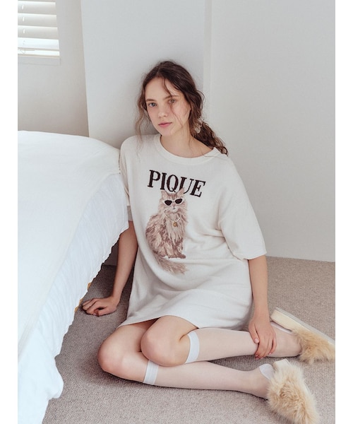 ファッションCATS&DOGSジャガードミニワンピース｜ジェラートピケの
