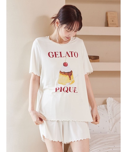 M*☆様 【gelato pique】接触冷感プリントTシャツ＆ショートパンツセ ONLINE限定】【接触冷感】プリンワンポイントTシャツ&ショートパンツ