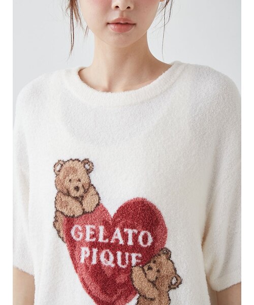 ☆新品☆ 激っ可愛ゎ♪BEAR/ ベア♡【特殊編みジャカード・ニットわんぴー❕】 接触冷感】スムーズィーBEAR HEART ジャガードプルオーバー
