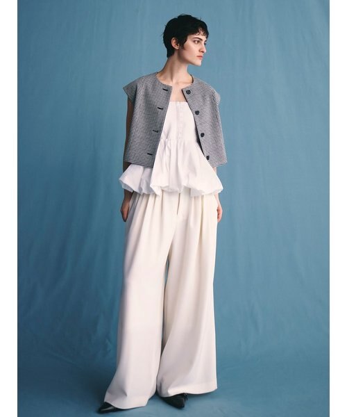 FRAY I.D コンパクトクルーネック ジレ 千鳥 ベスト S