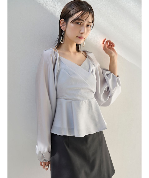 FRAY I.D シアーパフスリーブロングトップス FRAY I.D - FRAY I.D パフスリーブシアートップスの通販 by