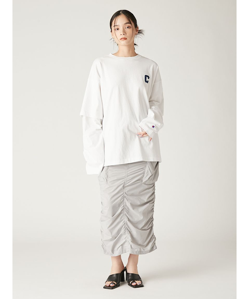 【Champion】シャーリングストレートスカート　Mサイズ Champion】シャーリングストレートスカート Mサイズ - メルカリ