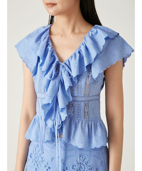 FRAY I.D コットンエンブロイダリーフリルブラウス フレイアイディー