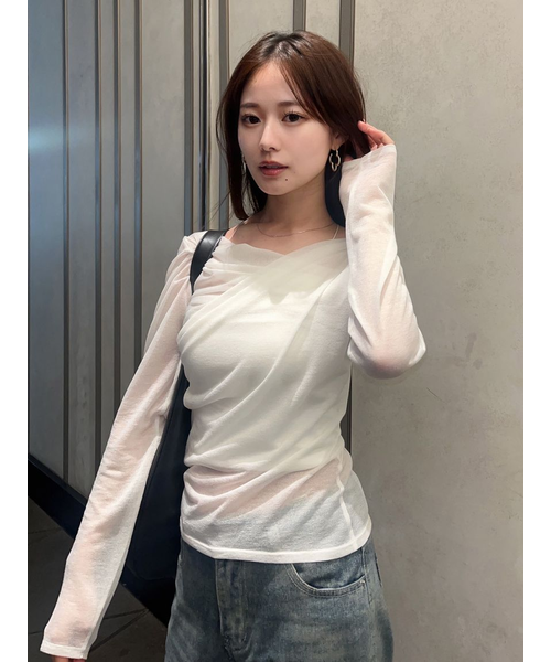 FRAY I.D シアードレープカットソー♡ シアードレープカットソー｜フレイアイディーの通販｜&mall