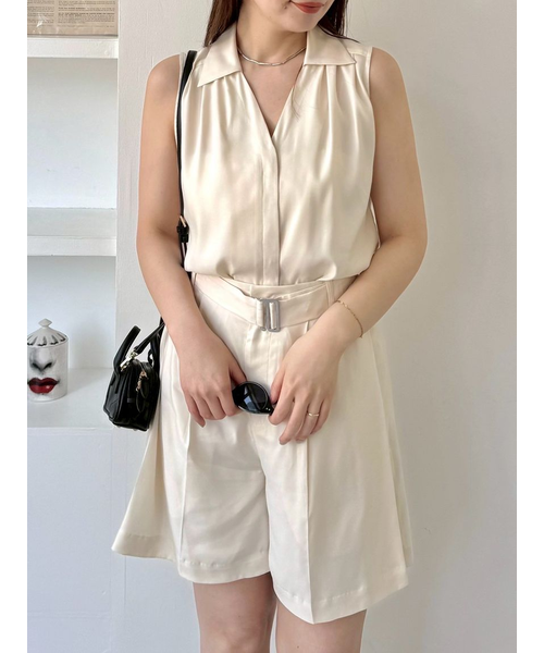 ウォッシャブルクールサテンノースリブラウス／ウォッシャブル・接触冷