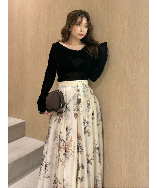 デコルテタックフロッキーチュールトップス｜フレイアイディーの通販