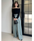 オフショルフロッキーチュールトップス