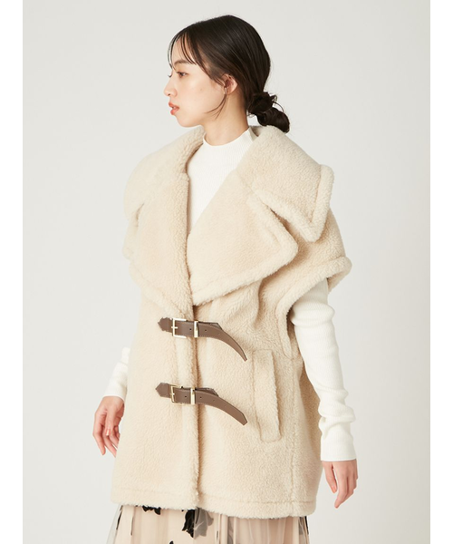 新品タグ付　ECOPELボアポンチョ　白　FRAY I.D ECOPELボアポンチョ(ポンチョ)｜アウター｜FRAY I.D（フレイ