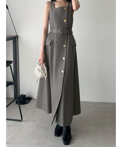 ダブルヘリンボーンジレワンピース｜フレイアイディーの通販