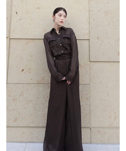 【アパルトモン】Feminity All in oneフェミニティオールインワン 残りわずか】《AMIE original》プリーツオールインワン / black