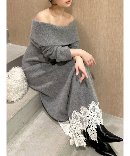 フォックスウールレースヘムワンピース｜フレイアイディーの通販