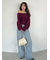 【00サイズ】ハイウエストセンタープレスワイドデニム